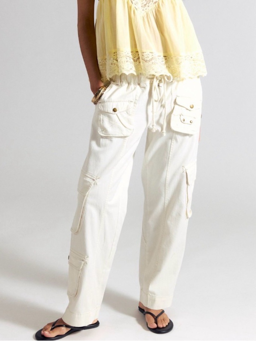FREE PEOPLE Tahiti Cargo Pants White size S
